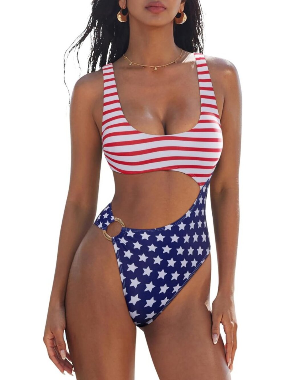 Sexy One Piece Tummy Control Swimsuit with Cutout Backless Design for Women